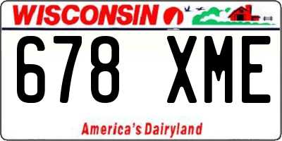 WI license plate 678XME