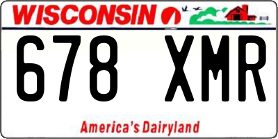 WI license plate 678XMR