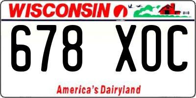 WI license plate 678XOC