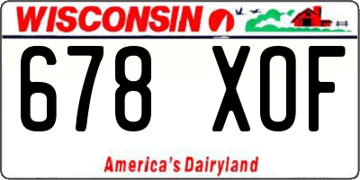 WI license plate 678XOF