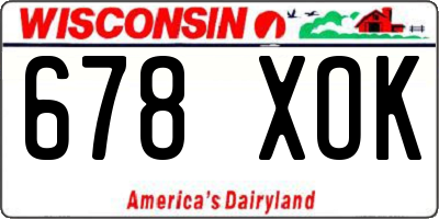 WI license plate 678XOK