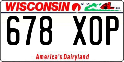 WI license plate 678XOP