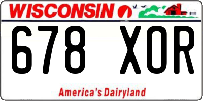 WI license plate 678XOR