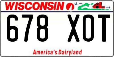WI license plate 678XOT