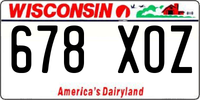 WI license plate 678XOZ