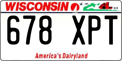 WI license plate 678XPT
