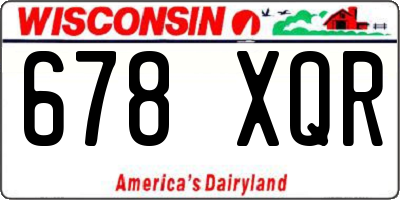 WI license plate 678XQR