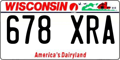 WI license plate 678XRA