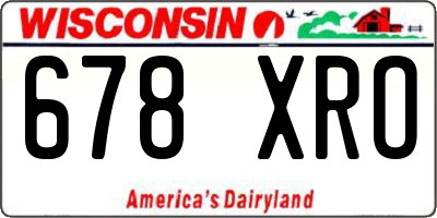 WI license plate 678XRO