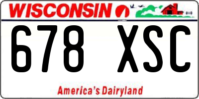 WI license plate 678XSC