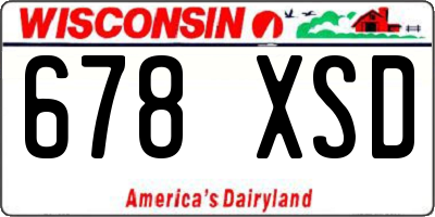 WI license plate 678XSD