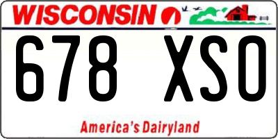 WI license plate 678XSO