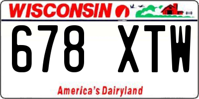 WI license plate 678XTW