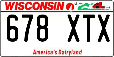 WI license plate 678XTX