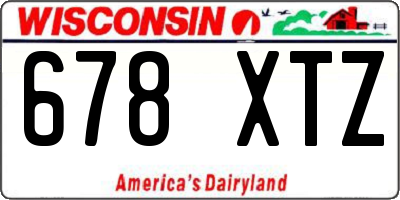 WI license plate 678XTZ