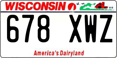 WI license plate 678XWZ