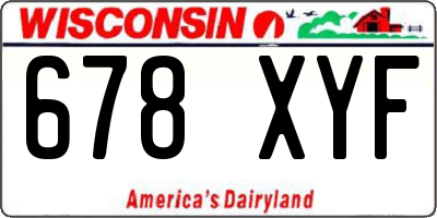 WI license plate 678XYF
