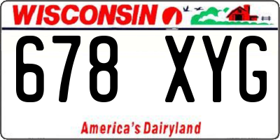 WI license plate 678XYG