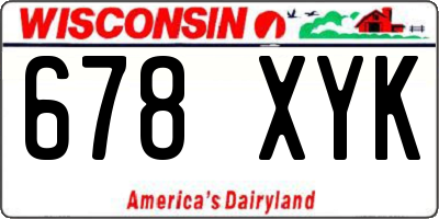 WI license plate 678XYK