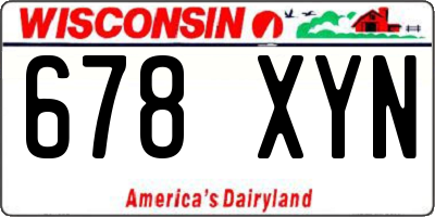 WI license plate 678XYN
