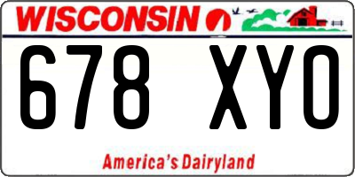 WI license plate 678XYO