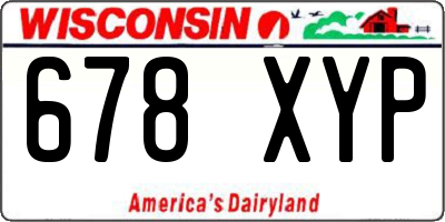 WI license plate 678XYP