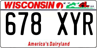 WI license plate 678XYR