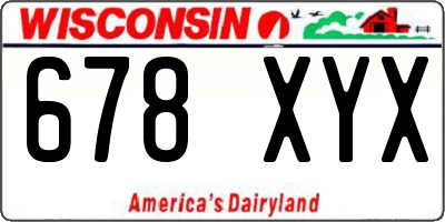 WI license plate 678XYX