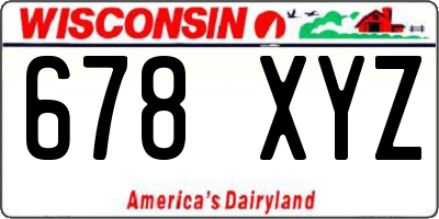 WI license plate 678XYZ