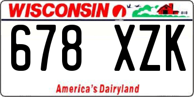 WI license plate 678XZK