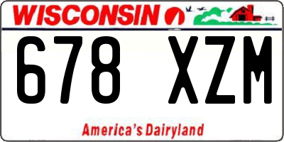 WI license plate 678XZM