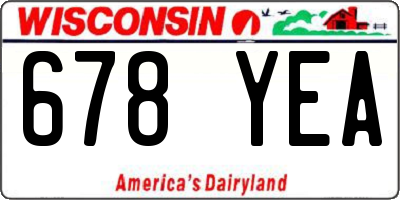 WI license plate 678YEA