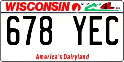 WI license plate 678YEC