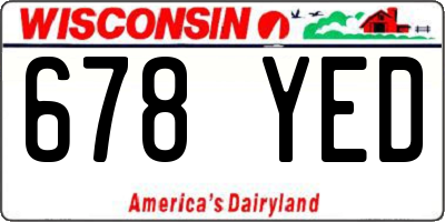 WI license plate 678YED