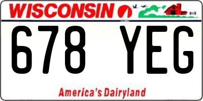 WI license plate 678YEG