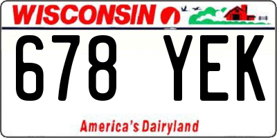 WI license plate 678YEK