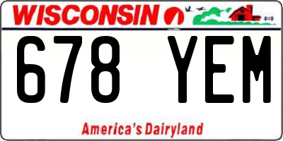 WI license plate 678YEM