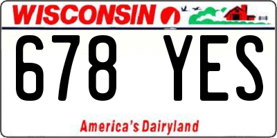 WI license plate 678YES
