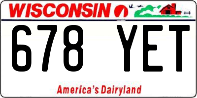 WI license plate 678YET