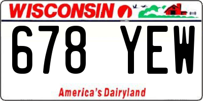 WI license plate 678YEW