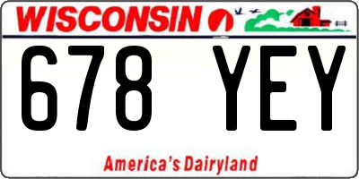 WI license plate 678YEY