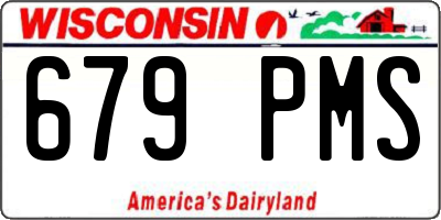 WI license plate 679PMS