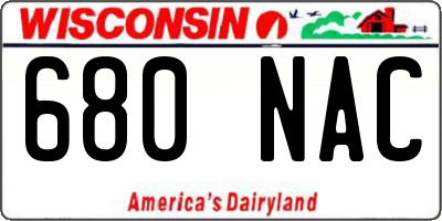 WI license plate 680NAC