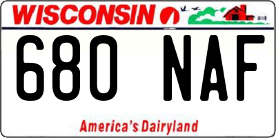 WI license plate 680NAF