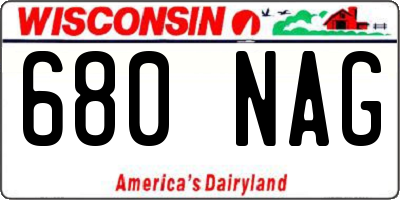 WI license plate 680NAG