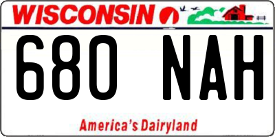 WI license plate 680NAH