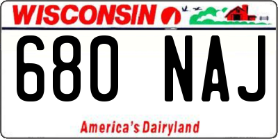 WI license plate 680NAJ