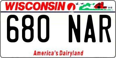 WI license plate 680NAR