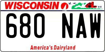 WI license plate 680NAW