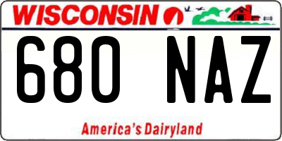 WI license plate 680NAZ